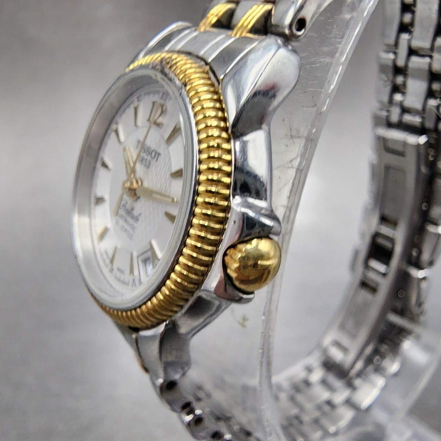 Tissot Ballade Automatic Watch Women 24mm White Dial Two Tone Date Round Runs