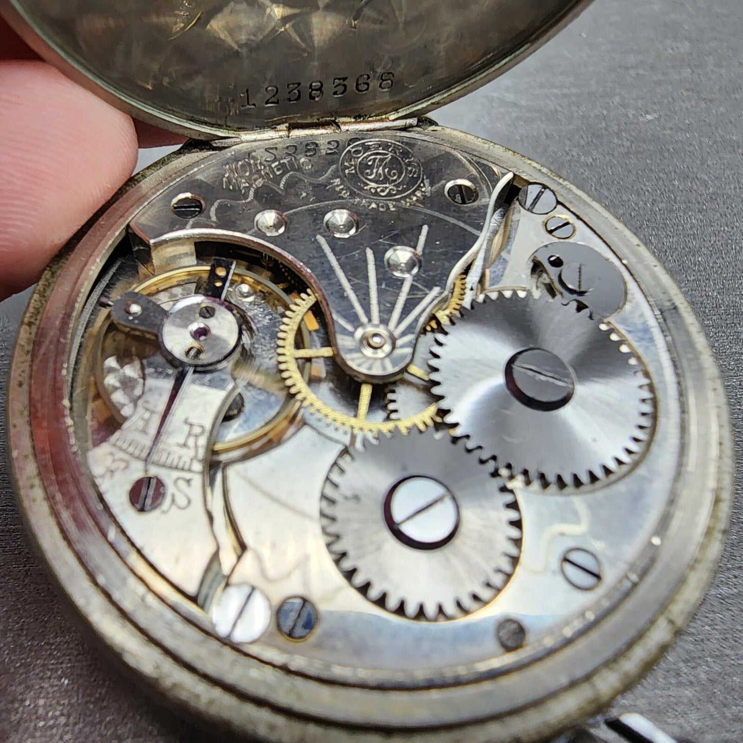 Moeris Pocket Watch Men 43mm White Dial Steel Manual Wind READ!!! Vintage