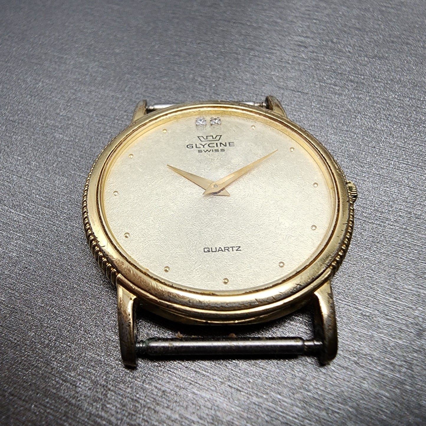 Glycine Watch Men 32mm Champagne Dial Gold Tone Round New Battery