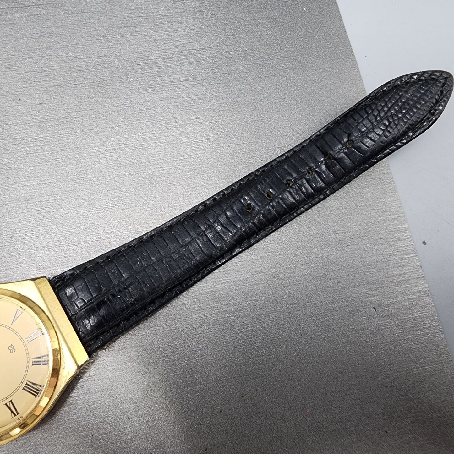 VTG Seiko SQ Watch Men 33mm Gold Dial Gold Tone Daydate Round 7122-7049 PARTS