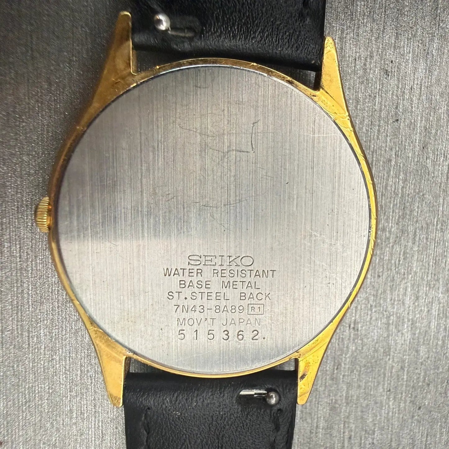 Seiko Watch Men 34mm Champagne Dial Gold Tone Daydate Round 7N43-8A89 New Batt10