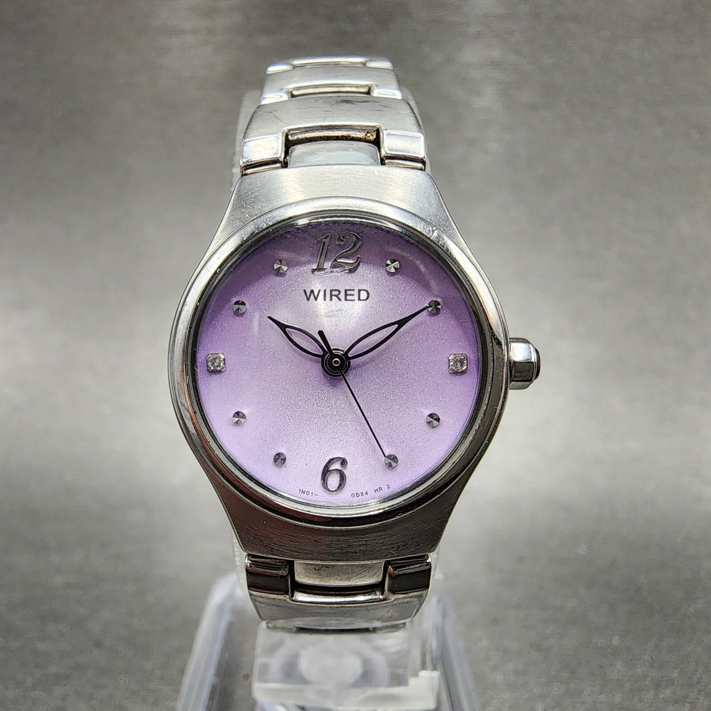 Seiko ALBA Wired Watch Women 21mm Purple Dial Steel Round 1N01-0BW0 New Battery