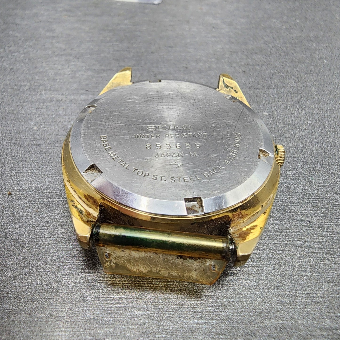 Seiko SQ Watch Men 36mm Champagne Dial Gold Tone Daydate Round 43368089 PARTS11