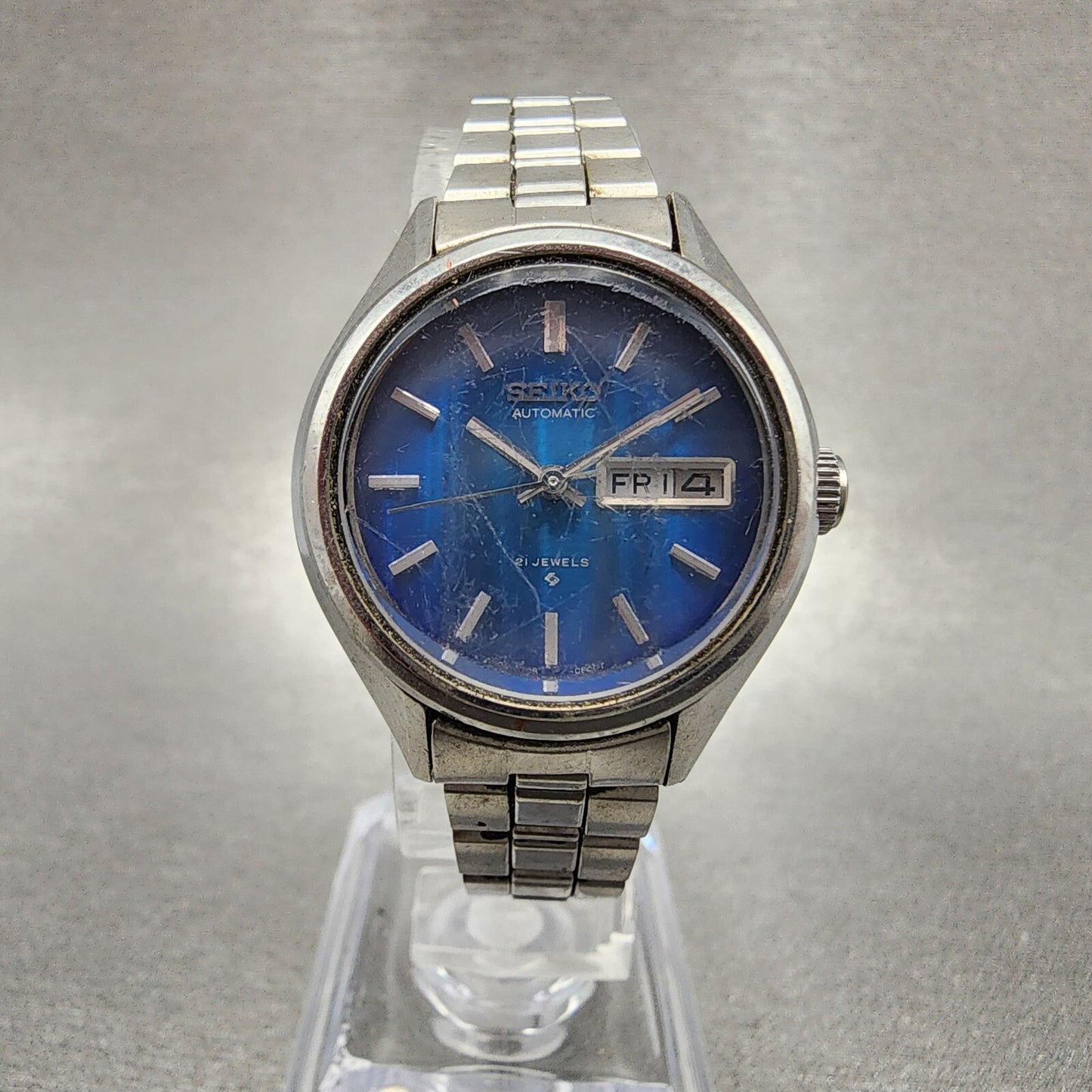 Seiko Automatic Watch Women 27mm Blue Dial Stainless Steel Daydate Round Runs