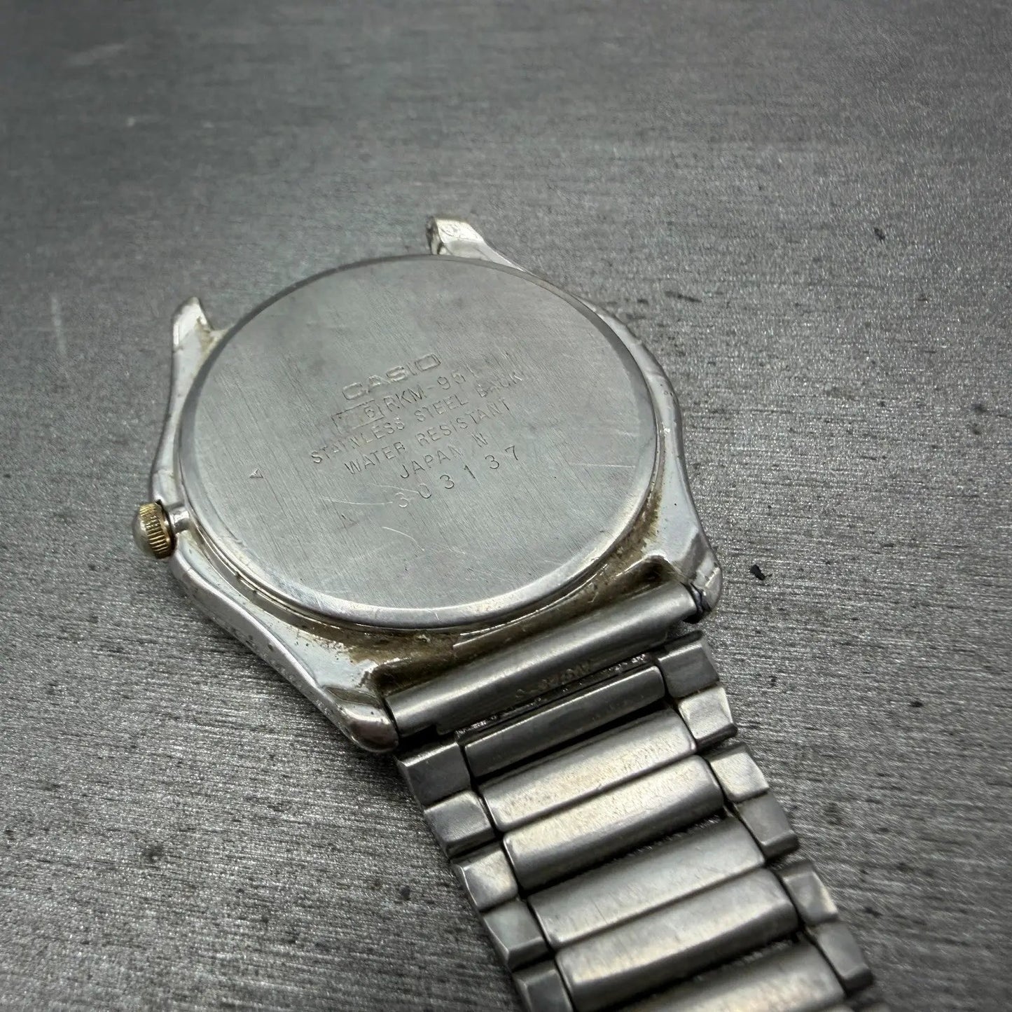 Caasio Rookie Moonphase Watch Men 34mm White Dial Silver Tone RKM-951 PARTS16