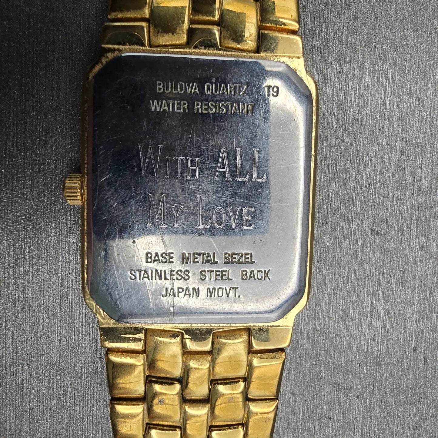 Bulova Watch Men 27mm Champagne Dial Gold Tone Rectangle New Battery Vintage10