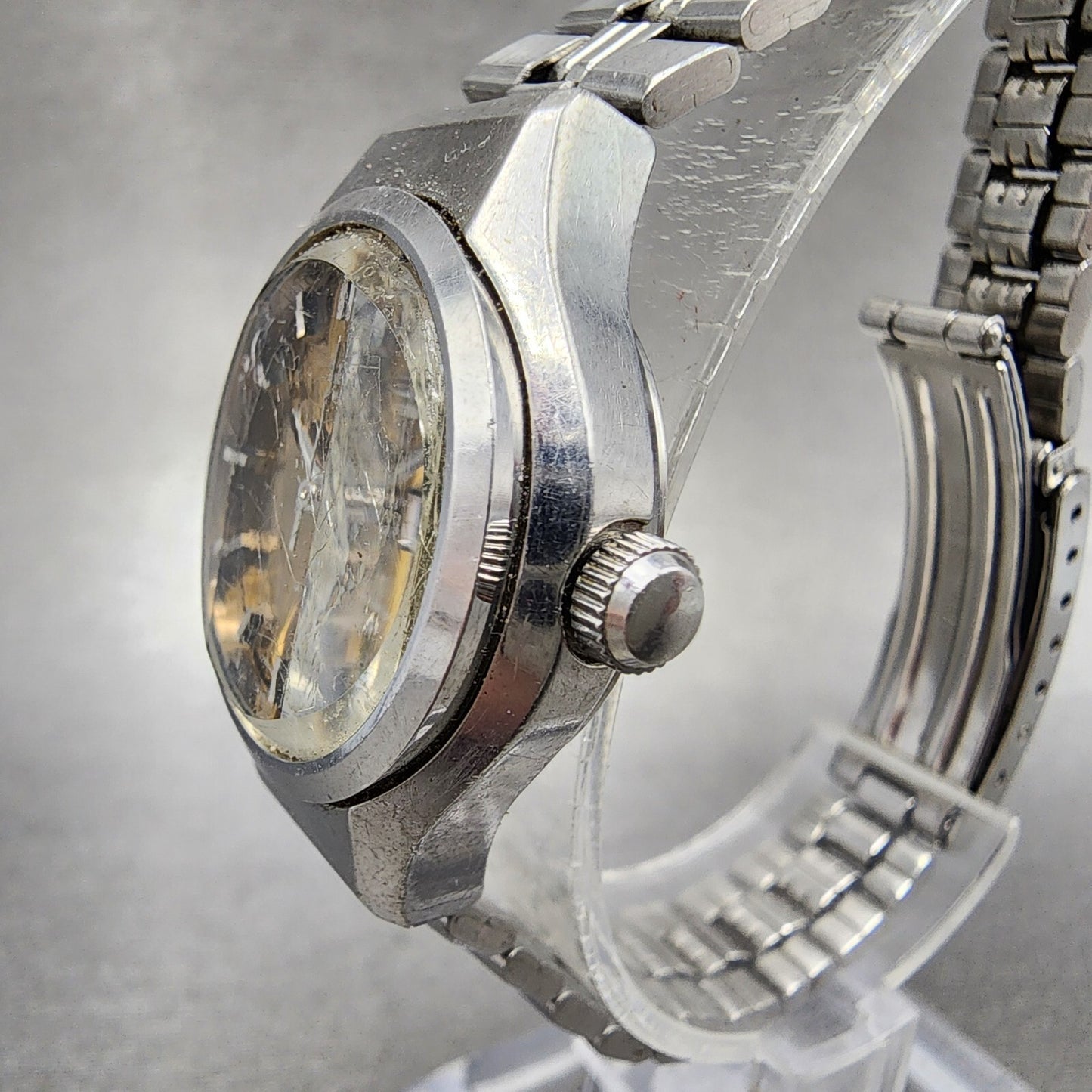 Seiko Automatic Watch Women 26mm Yellow Dial Silver Tone Daydate 2706-0260 Runs