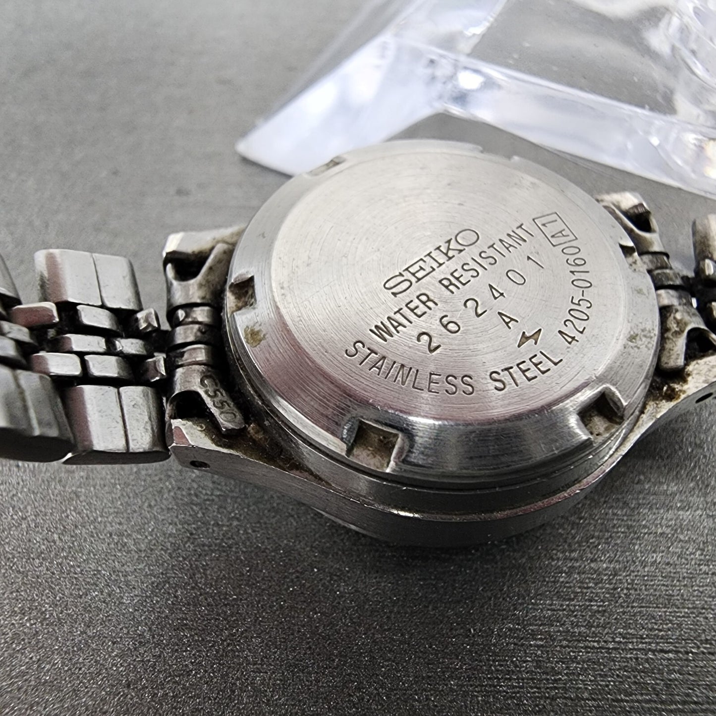 Seiko Automatic Watch Women 23mm Silver Dial Silver Tone Date 4205-0160 Runs