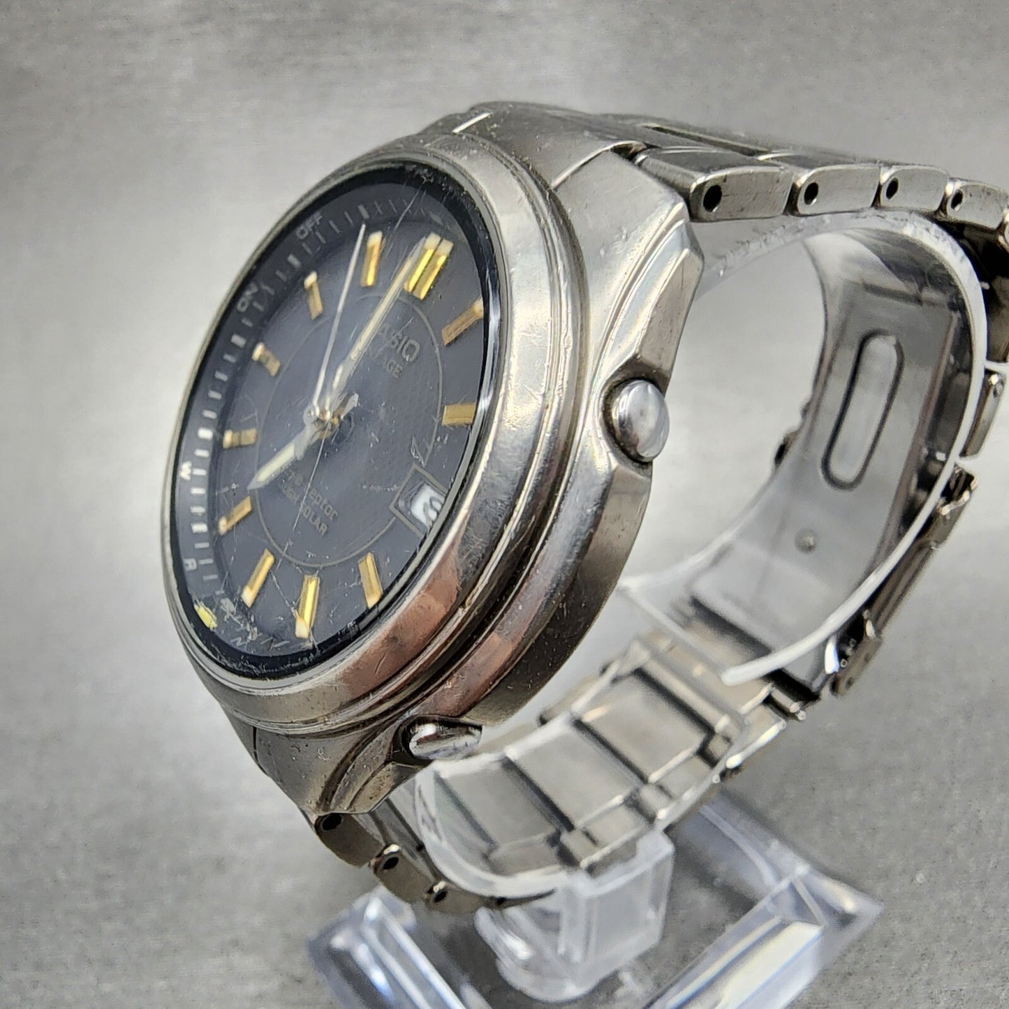 Casio Lineage Watch Men 40mm Gray Dial Tiatainum Tone Date Solar LIW-110t Runs