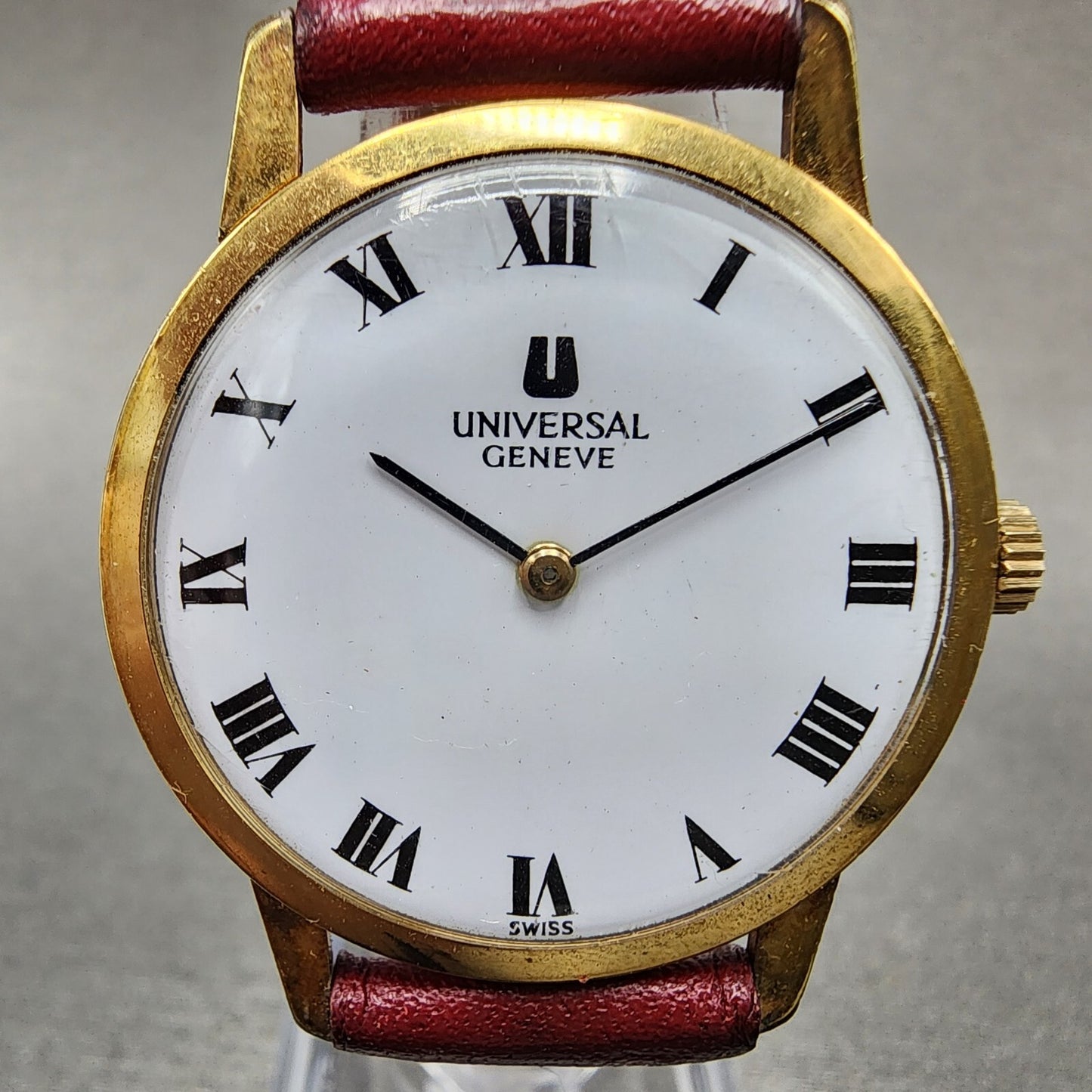 Universal Geneve Watch Men 31mm White Dial Gold Tone Manual Wind 542101 Runs