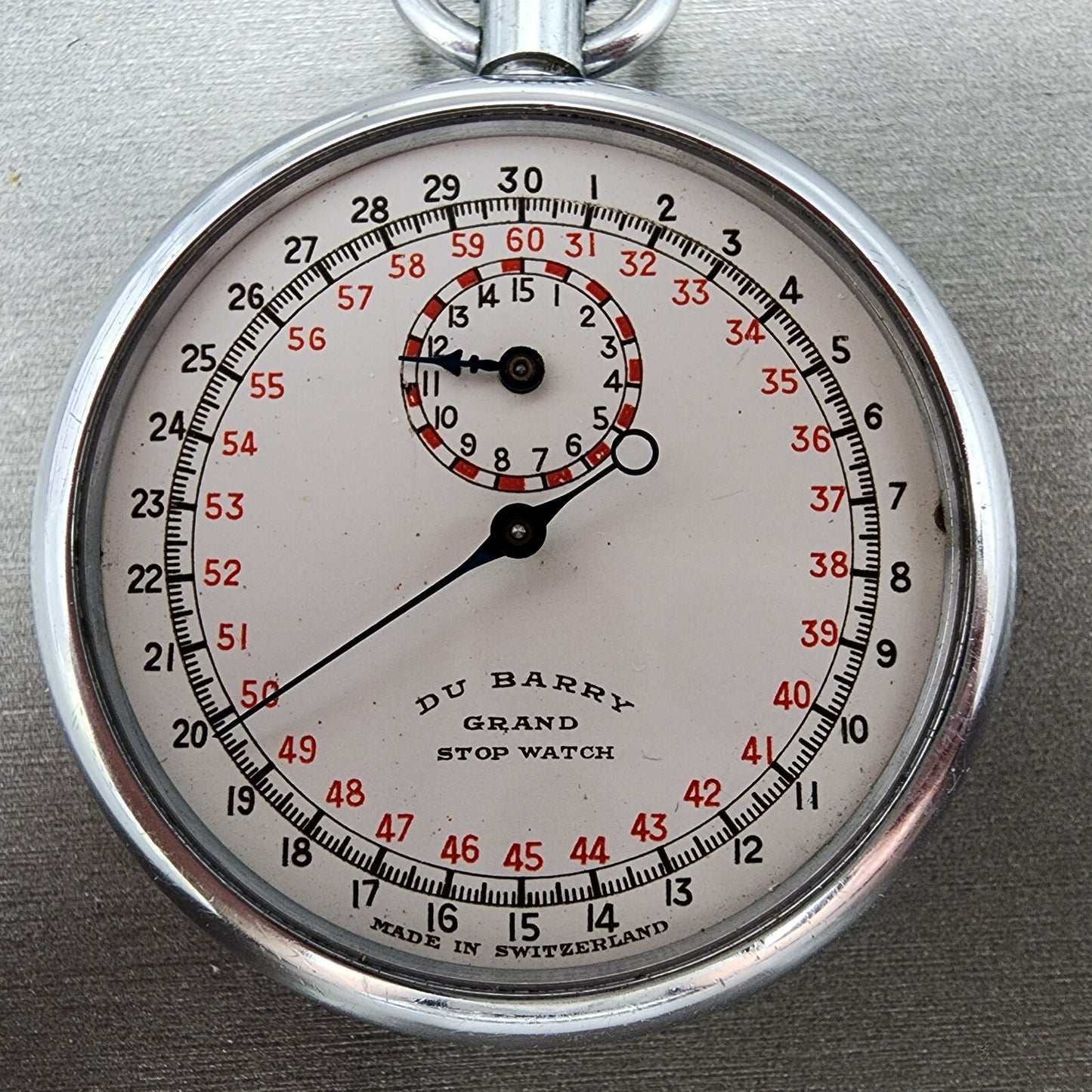 Du Barry Grand Stop Watch Sports Timer 49mm White Dial Silver Tone Manual PARTS