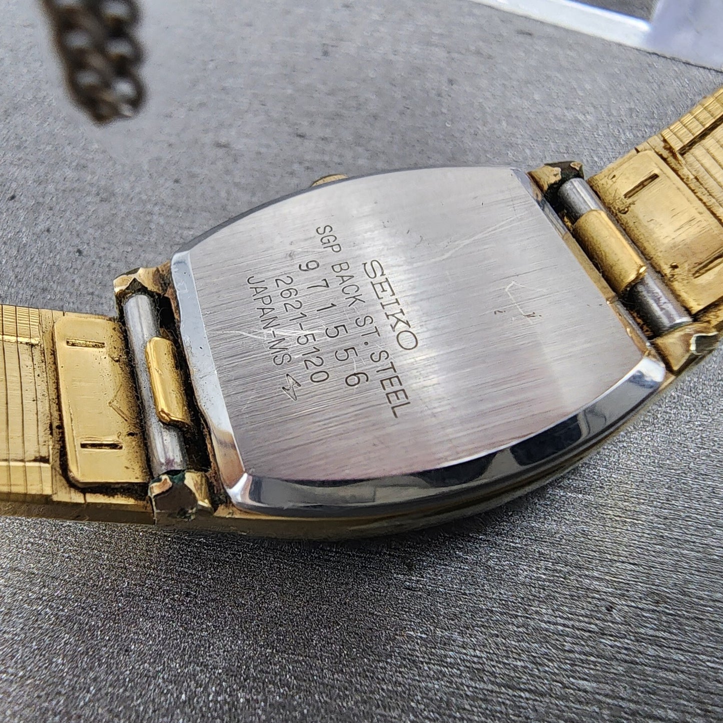 Seiko Watch Women 20mm White Dial Gold Tone Rectangle 2621-5120 New Battery