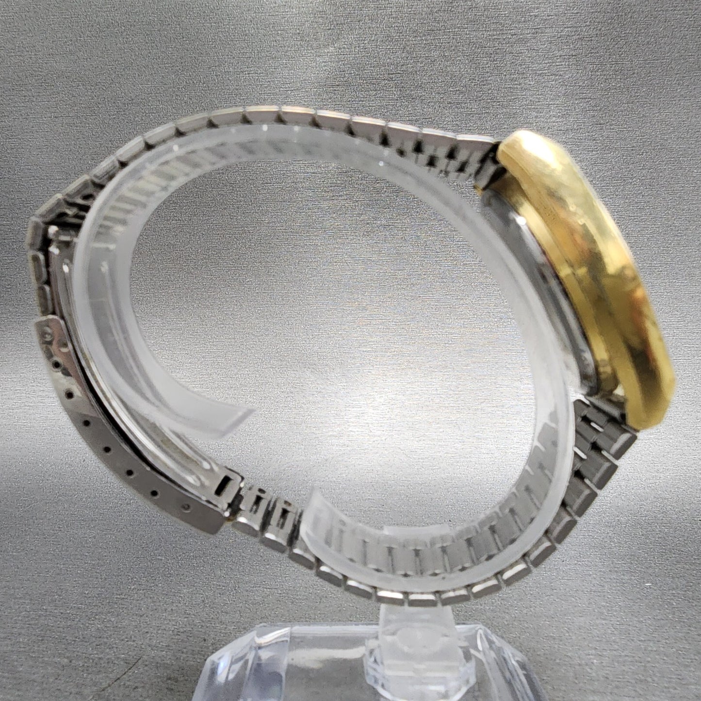 Seiko SQ Watch Men 35mm Gold Dial Gold Tone Daydate Hexagon 8223-5049 New Batt