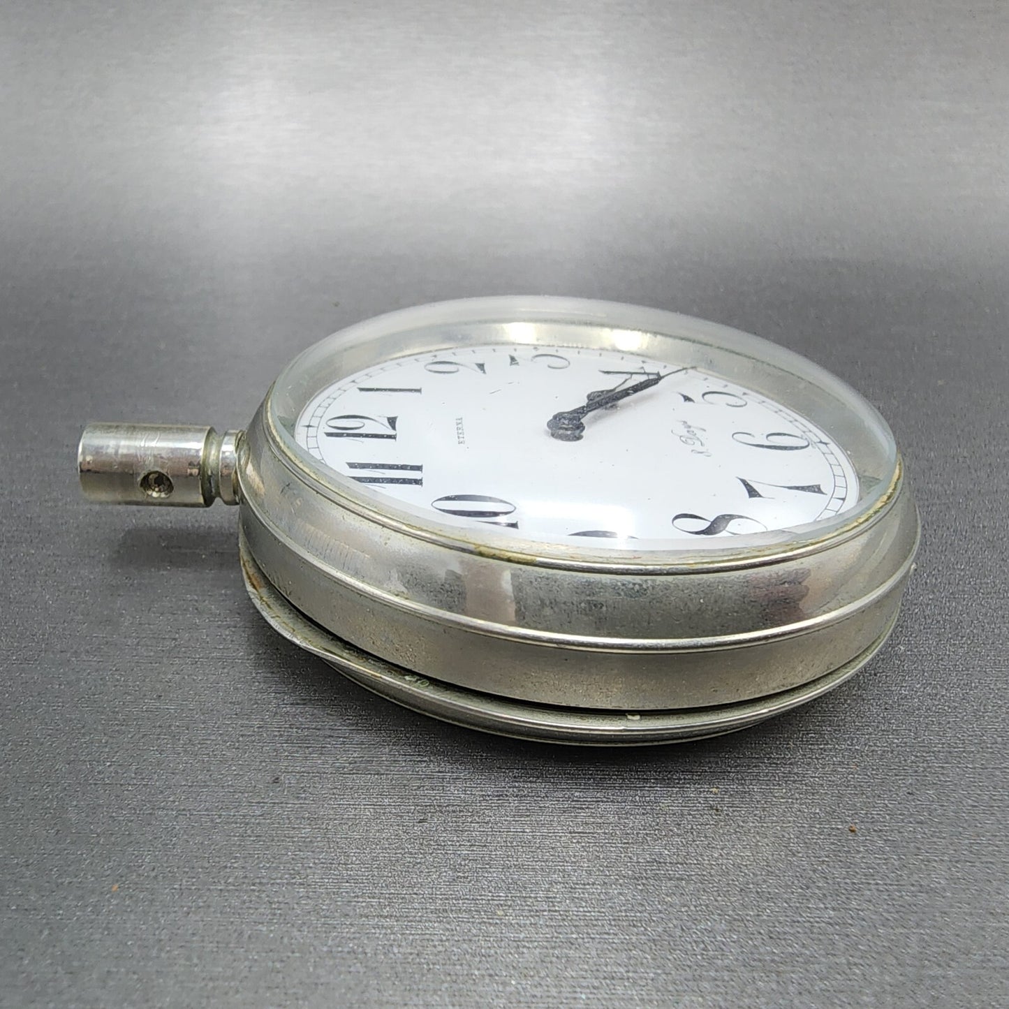 Eterna 8 Days Pocket Watch Men 70mm White Dial Steel Manual Wind PARTS