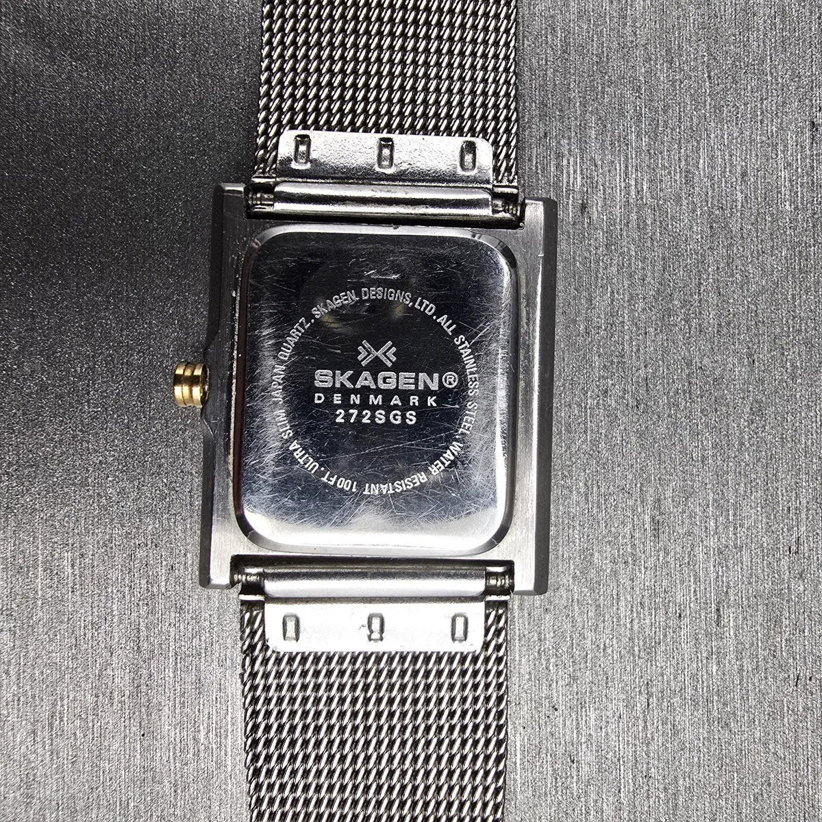 Skagen Tank Watch Women 23mm Silver Dial Two Tone Square 272SGS New Battery 2310