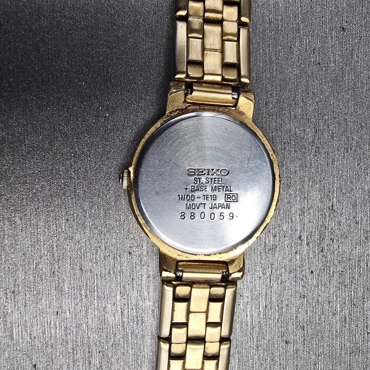 Seiko Watch Women 24mm Brown Dial Gold Tone Round 1N00-1E19 New Battery VTG JP210