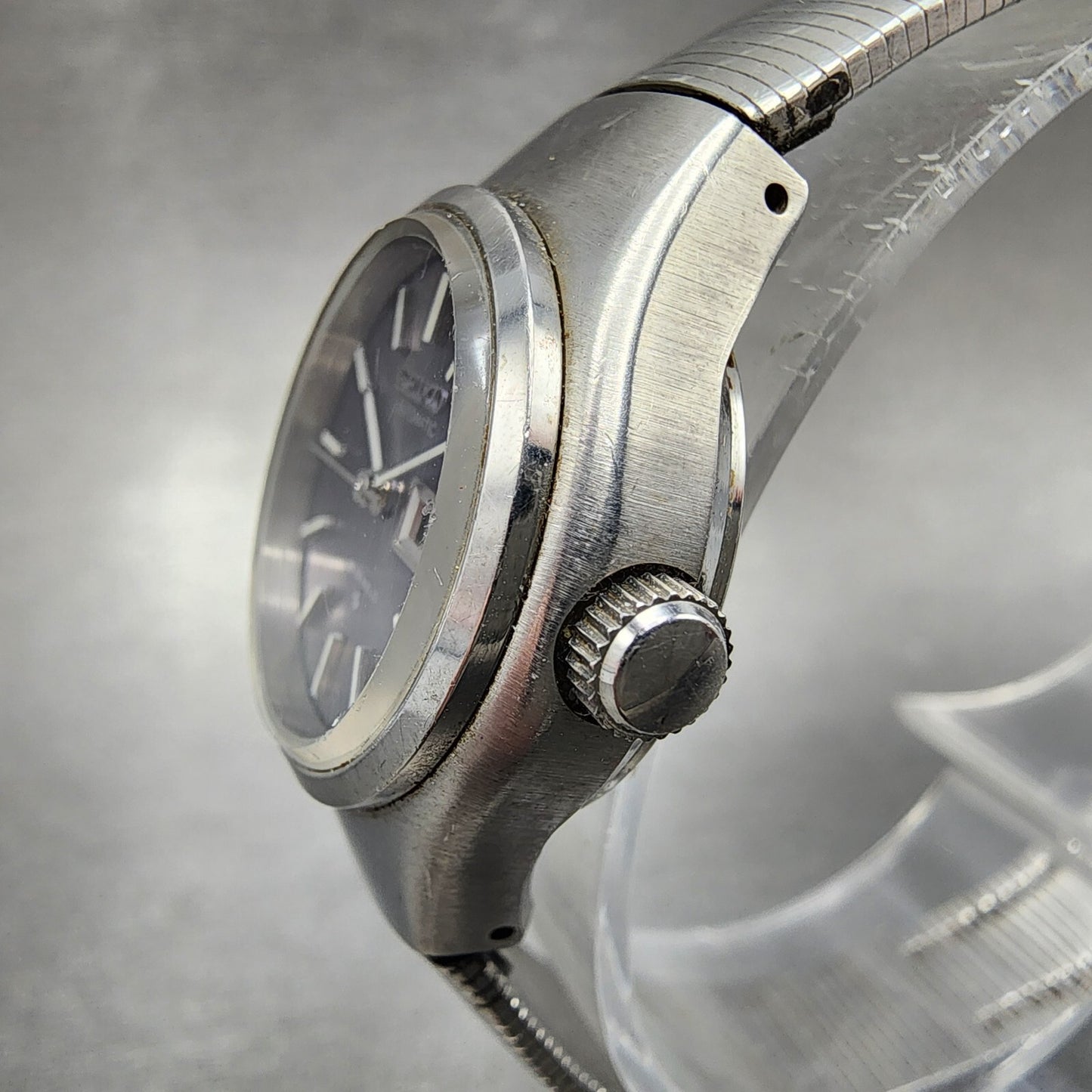 Seiko Automatic Watch Women 24mm Blue Dial Silver Tone Daydate 2706-0110 Runs