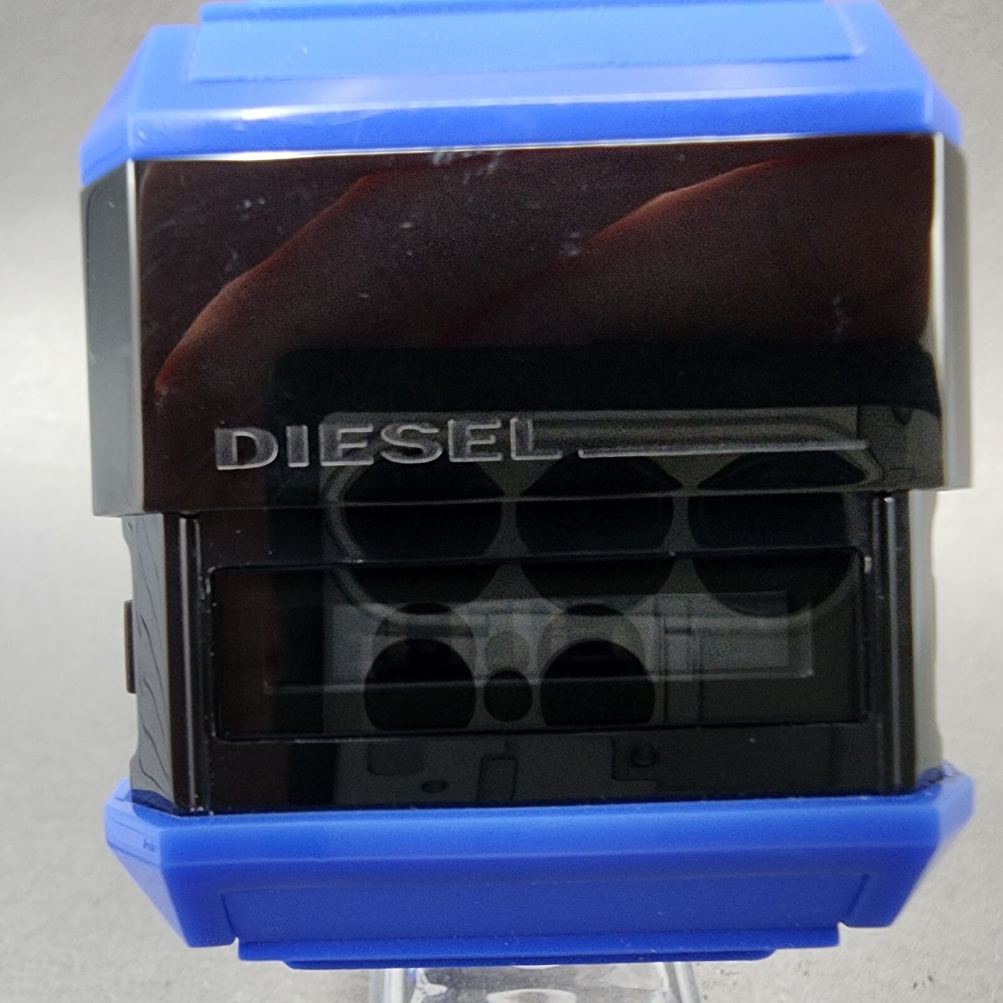 Diesel Digital Watch Men 48mm Digital Blue Tone Black Dial Rectangle New Battery