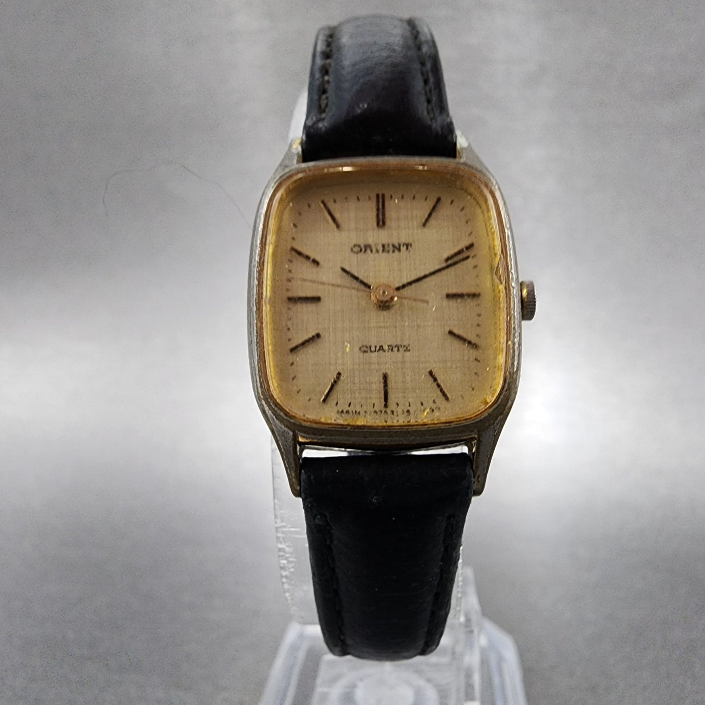 Orient Tank Watch Women 20mm Champagne Dial Gold Tone Rectangle New Batt