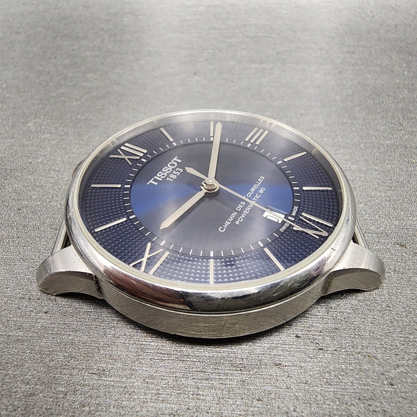 Tissot Chemin Des Tourelles Powermatic 80 Watch Men Blue Dial Steel Date READ!!