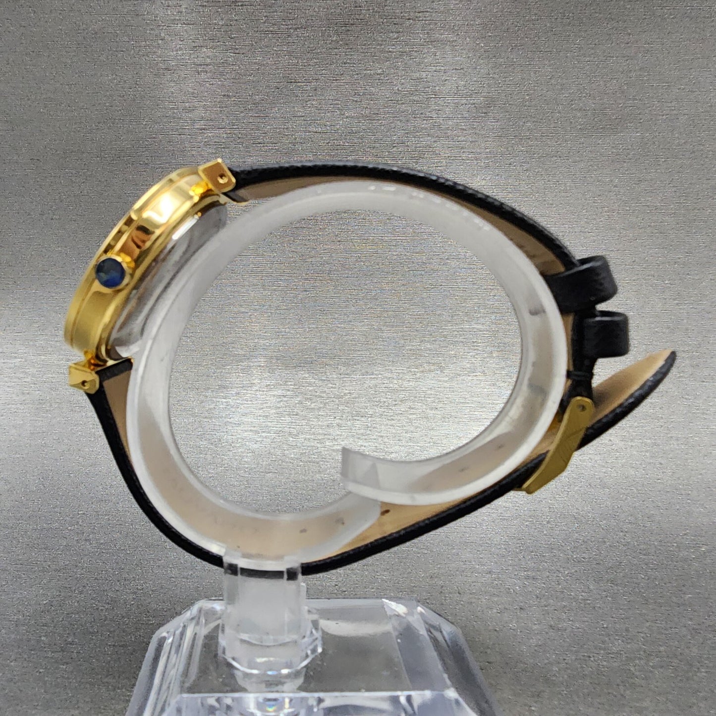 Movado Museum Classic Automatic Watch Women 32mm Black Dial Gold Date Leather