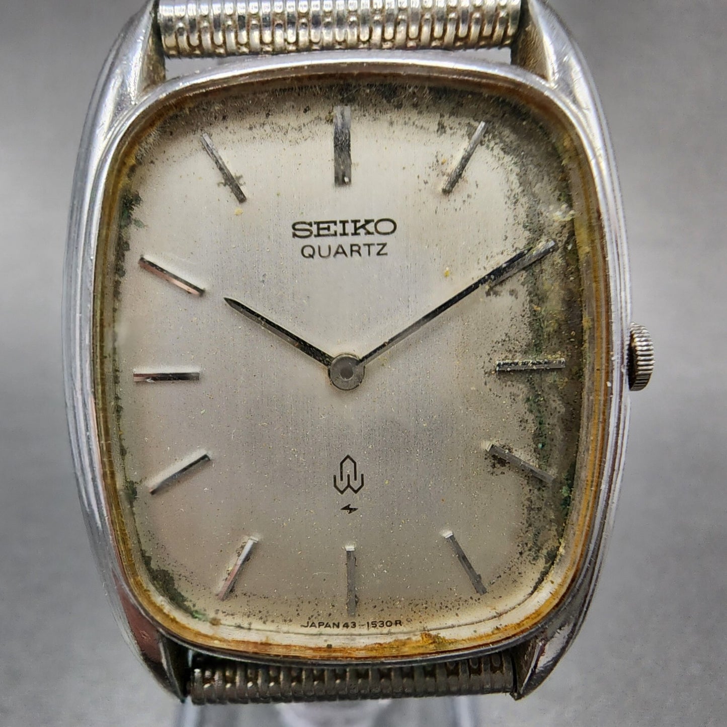 Seiko Tank Watch Men 29mm Silver Dial Silver Tone Rectangle 43-5200 PARTS