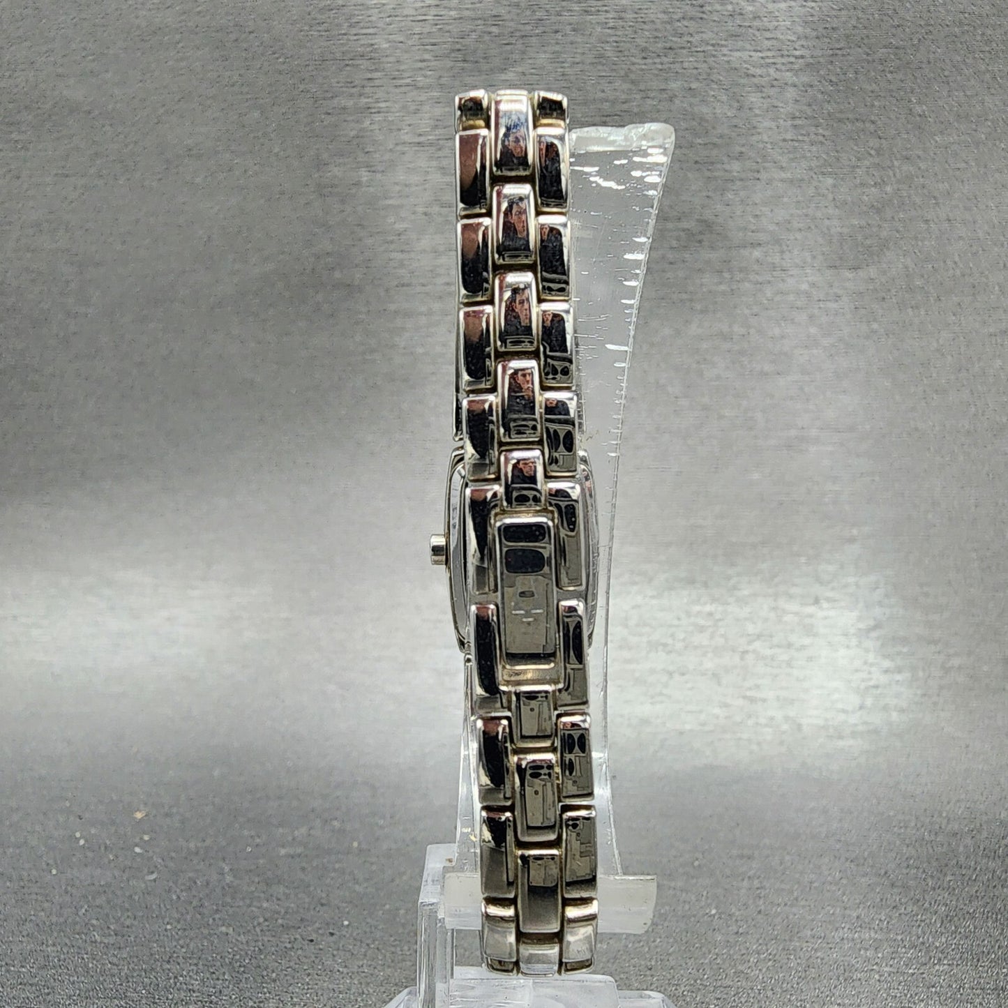 Bulova Tank Watch Women 17mm Black Dial Steel Rectangle 96T03 New Battery
