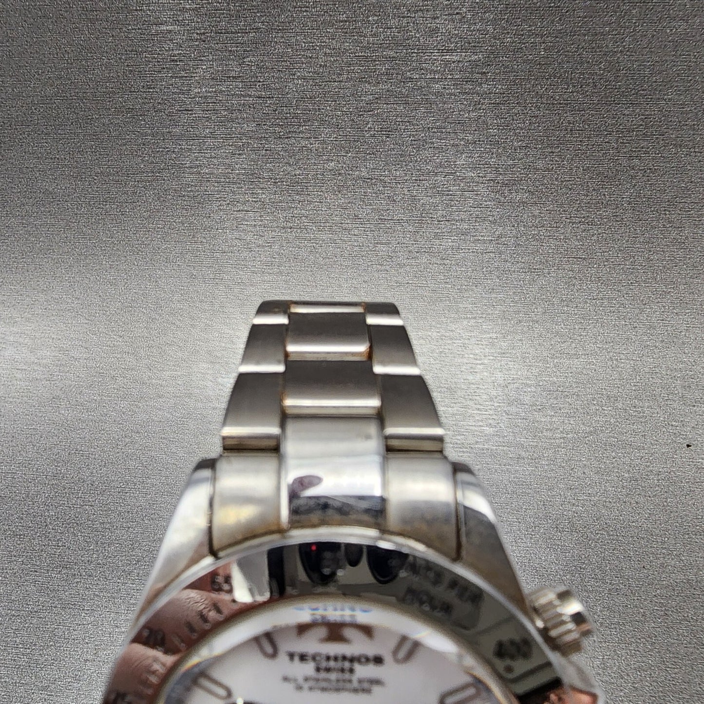 Technos Chronograph Watch Men 39mm White Dial Steel Round TGM615 New Battery