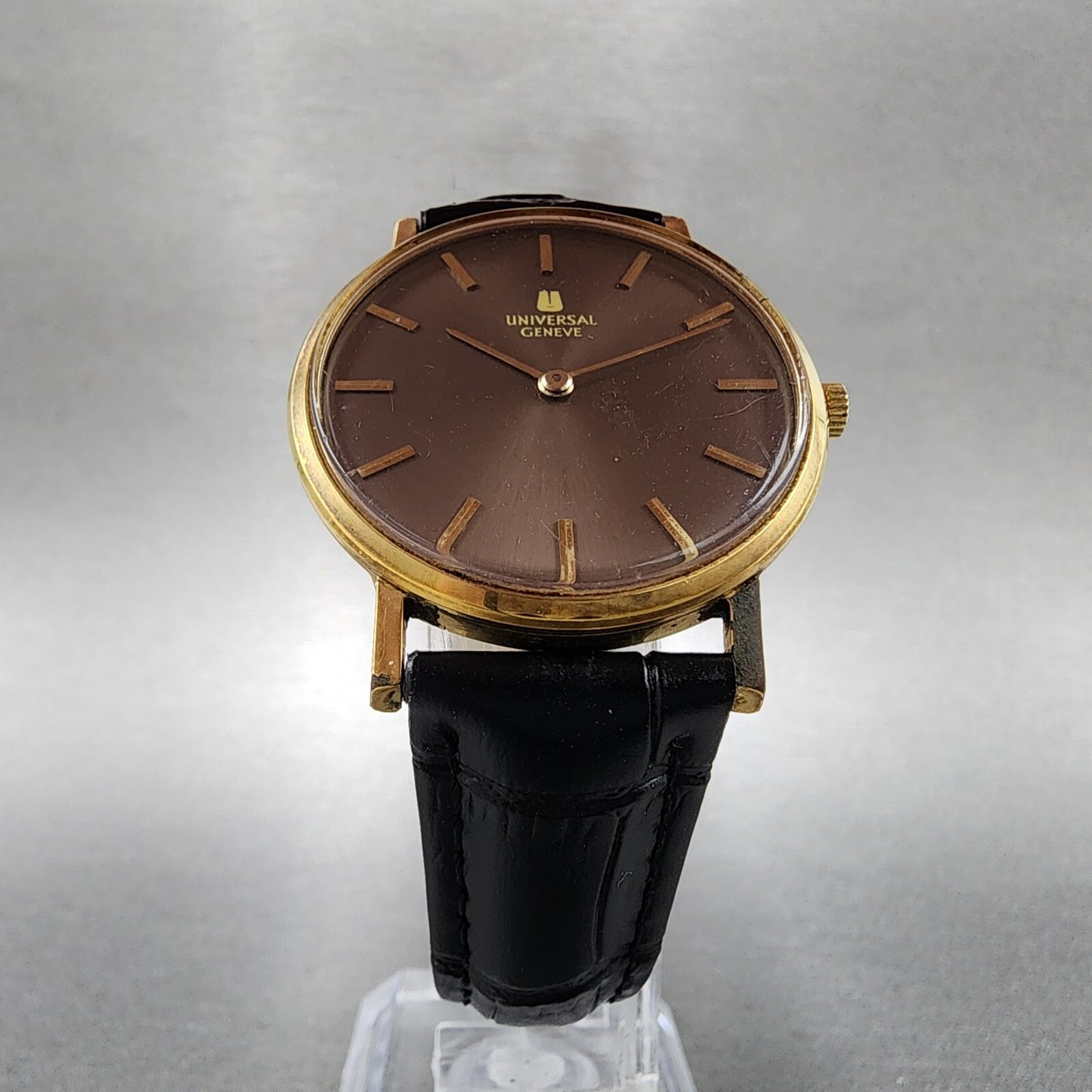Universal Geneve Watch Men 32mm Brown Dial Gold Plated Manual Wind 542109 READ!!