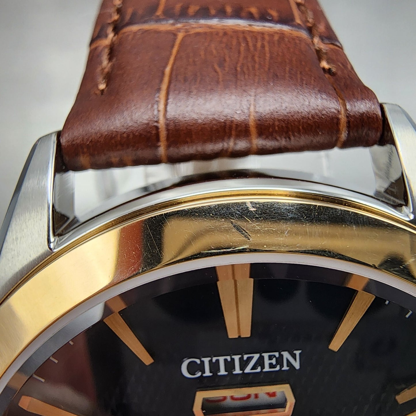 Citizen Eco-Drive Watch Men 40mm Blue Dial Two Tone Daydate Round AW0096-06L