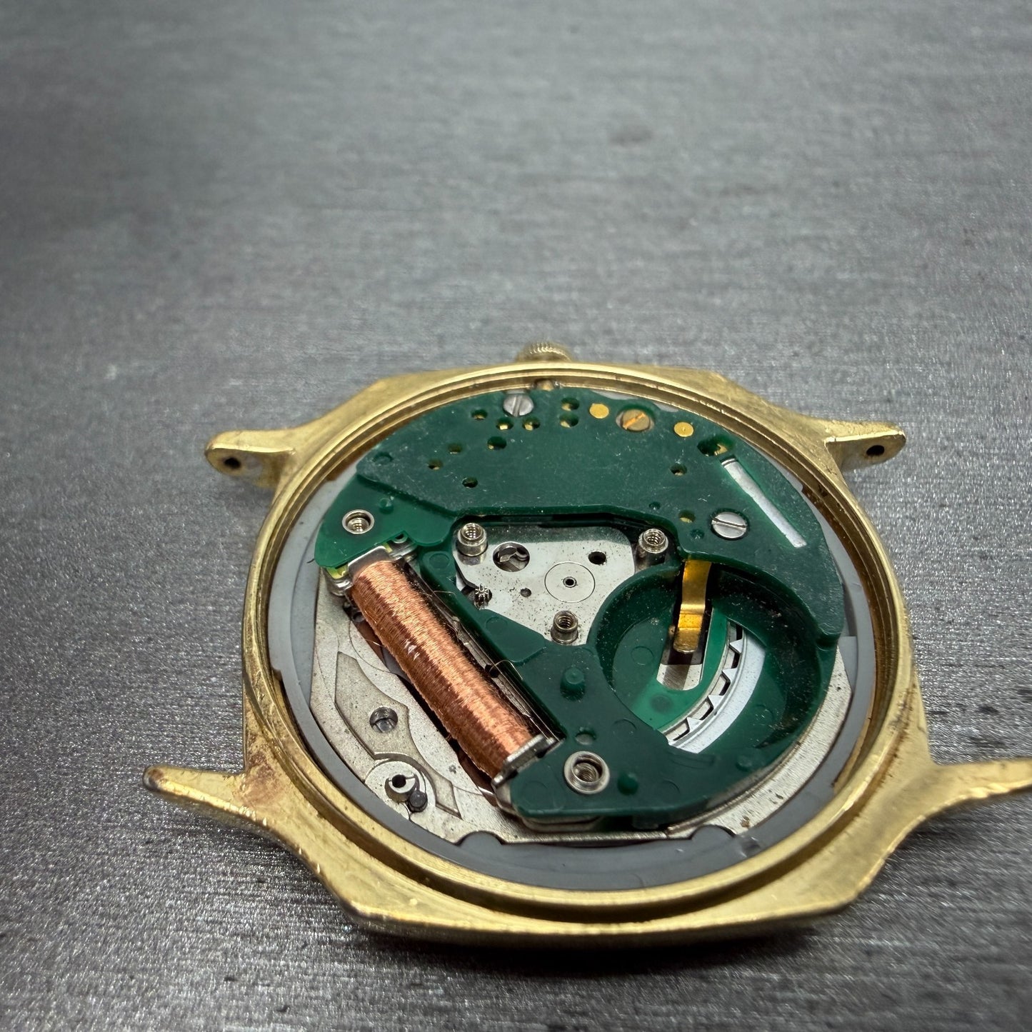 Seiko SQ Watch Men 31mm Black Dial Gold Tone Octagon Date 8222 PARTS Vintage11