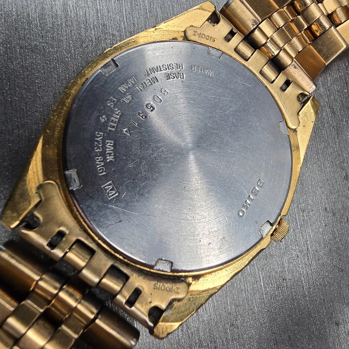 Seiko President Watch Men 35mm Gold Dial Gold Daydate 5Y23-8A61 New Battery VTG10