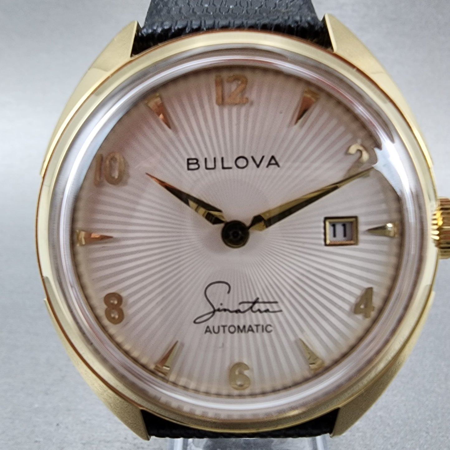 Bulova Frank Sinatra Fly Me To The Moon Watch Men 42mm White Dial Gold Tone READ