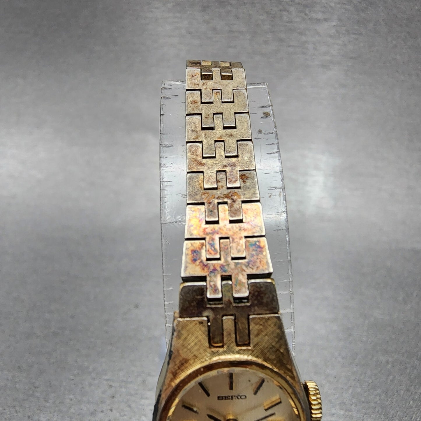 Seiko Watch Women 17mm Champagne Dial Gold Tone Manual Wind Oval 11-7849 Runs
