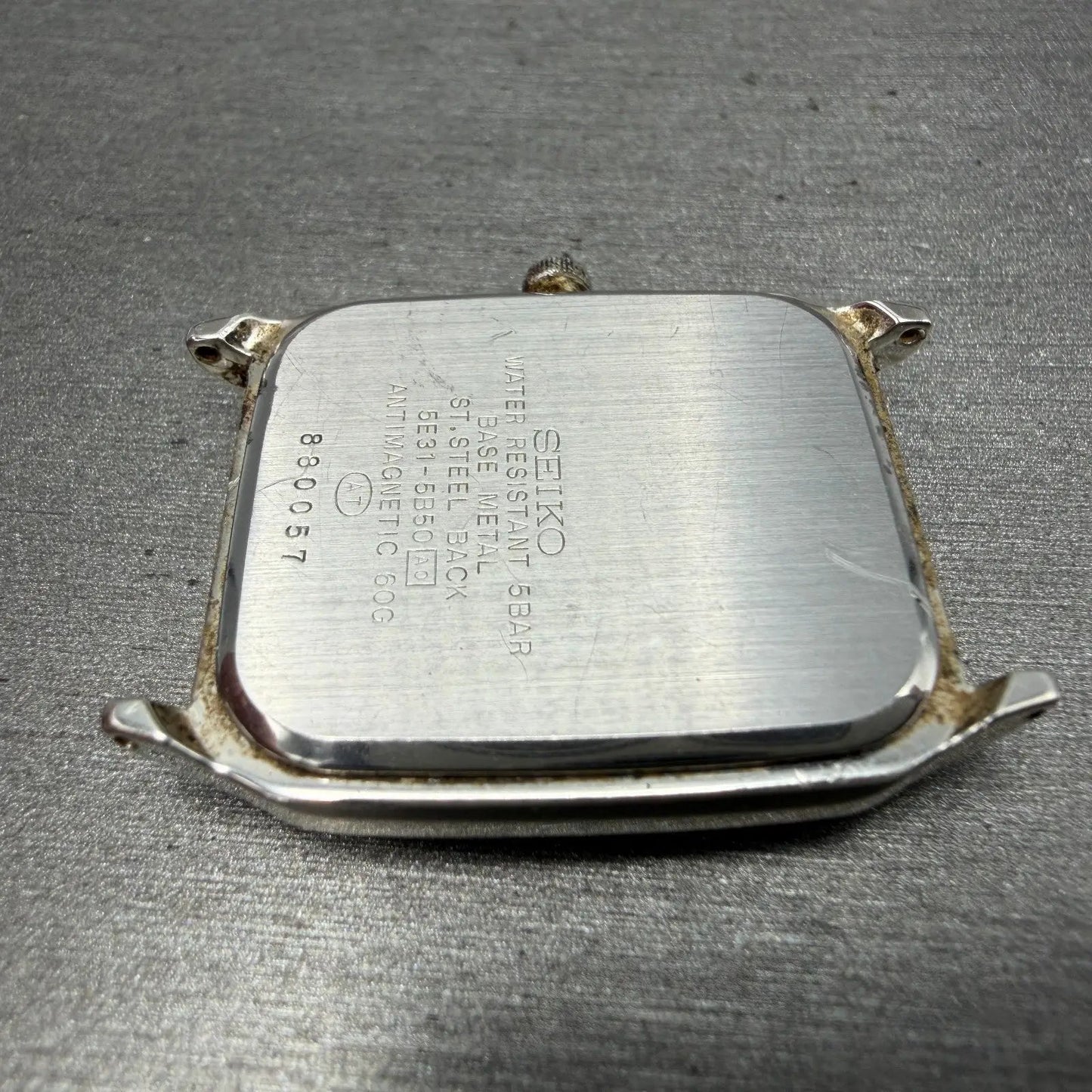 Seiko Spirit Tank Watch Men 27mm Silver Dial Silver Tone 5E31-5B50 PARTS13