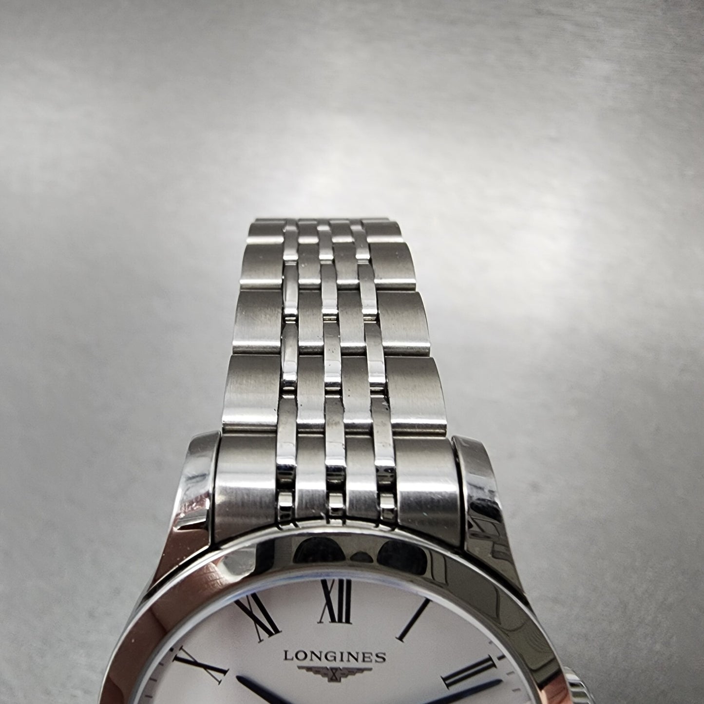 Longines Record Automatic Watch Women 30mm White Dial Steel Date Chronometer
