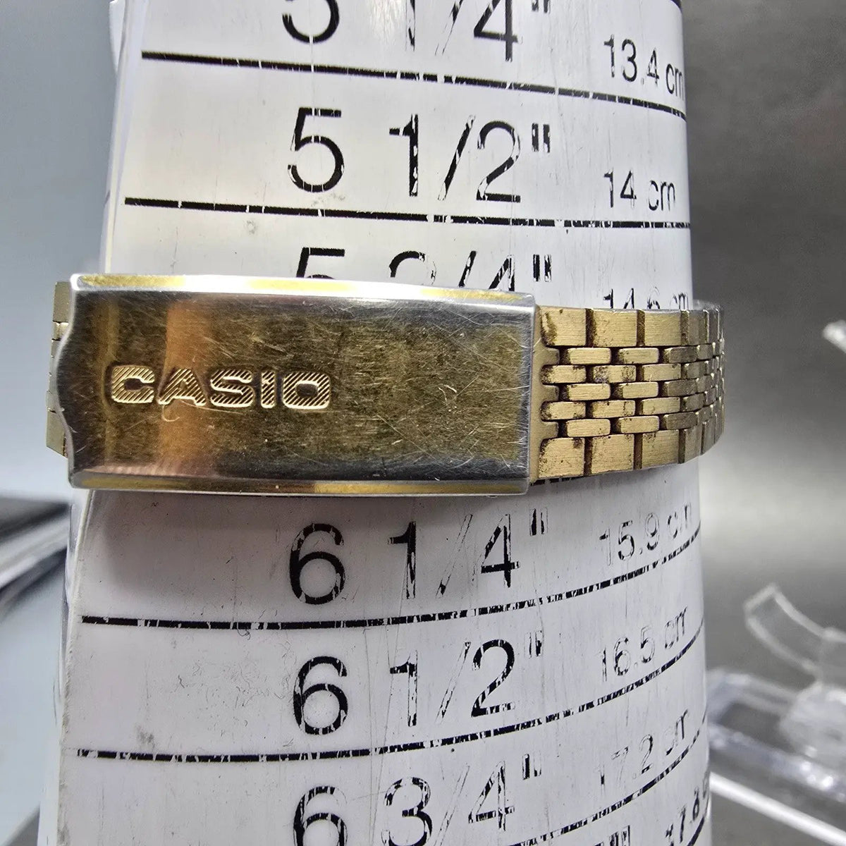 Casio Casiotron 86GL-22 Watch Women Gold Black 25mm Daydate Oval VTG PARTS11