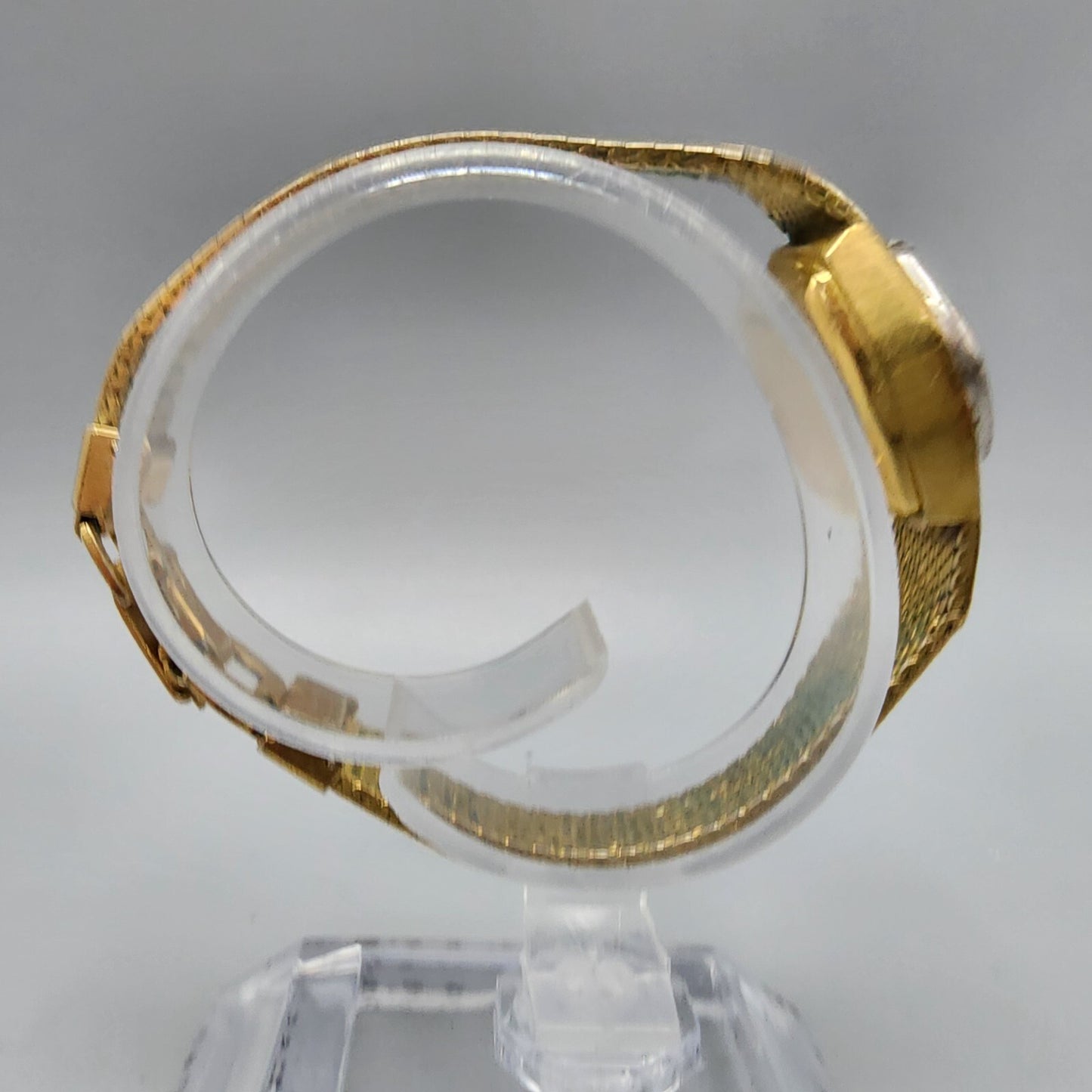 VTG Bulova Accutron Watch Women Gold Tone Gold Dial Diamond Bezel New Battery