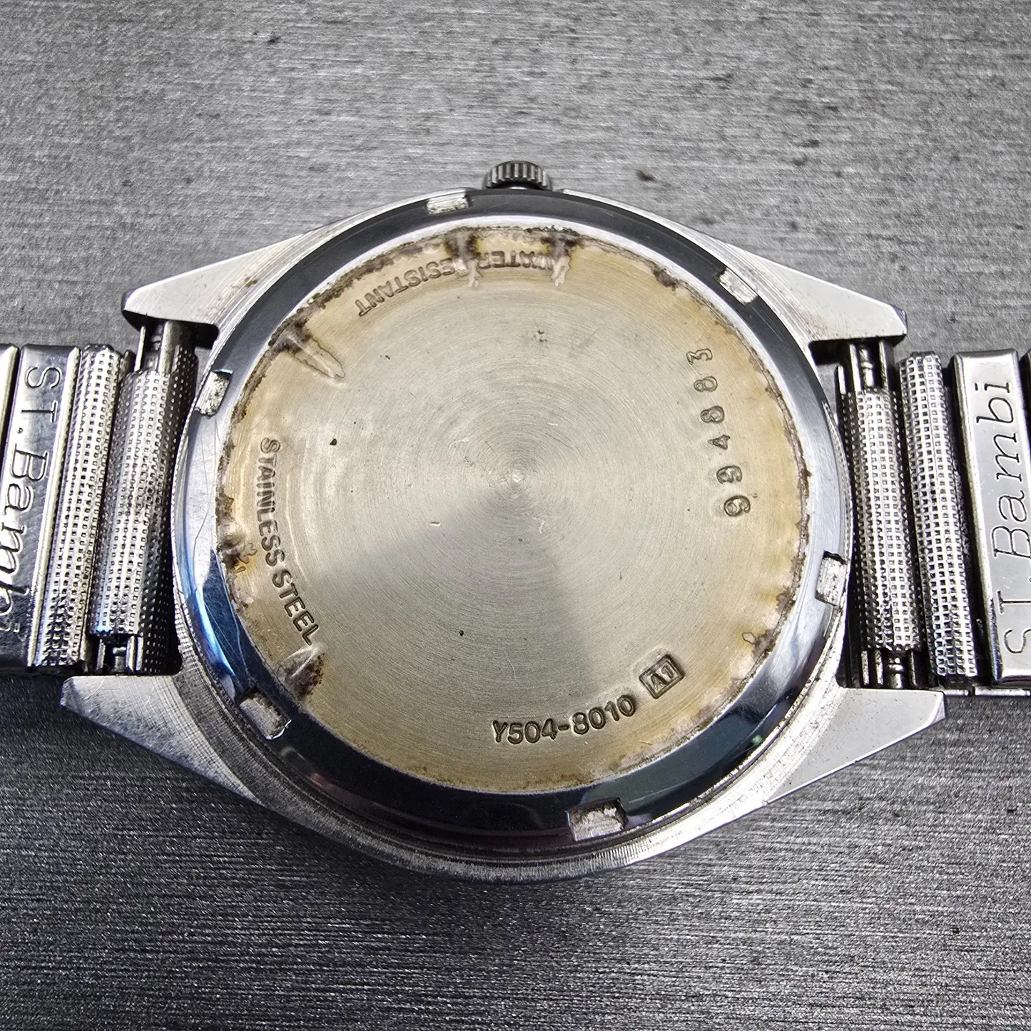 Seiko Alba Watch Men 35mm Silver Dial Silver Tone Daydate Y504-8010 New Battery10