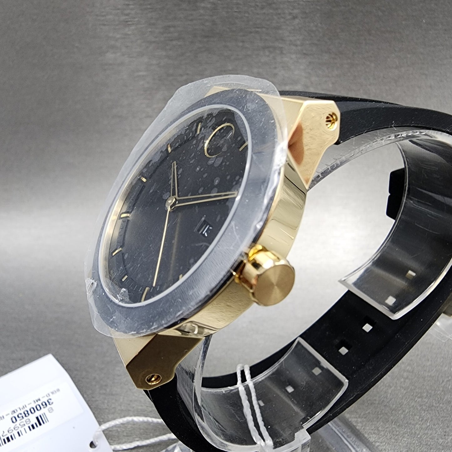 Movado Bold Fusion Watch Men 42mm Black Dial Gold Tone Date Resin Band 3600850