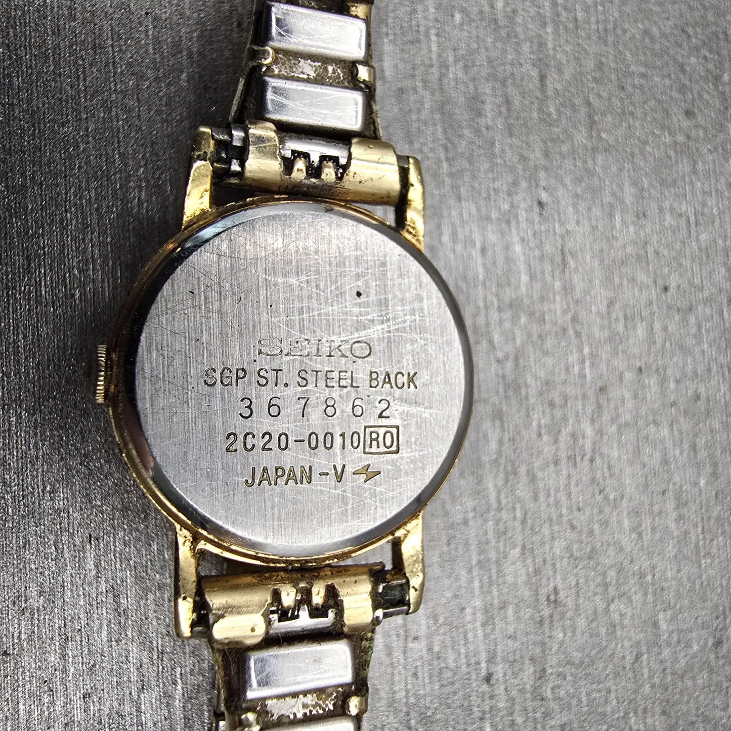Seiko Watch Women 20mm Gold Dial Gold Tone Round 2C20-0010 New Battery Vintage10