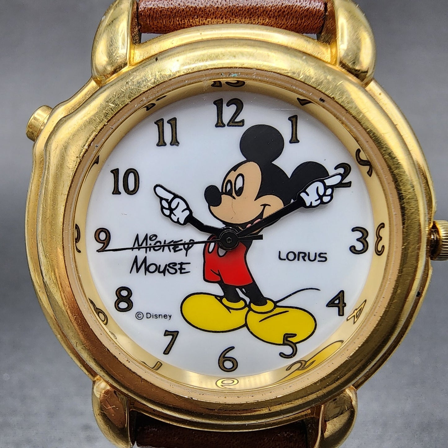 Lorus Mickey Mouse 36mm Watch Men White Dial Gold Tone V52t-x001 New Battery
