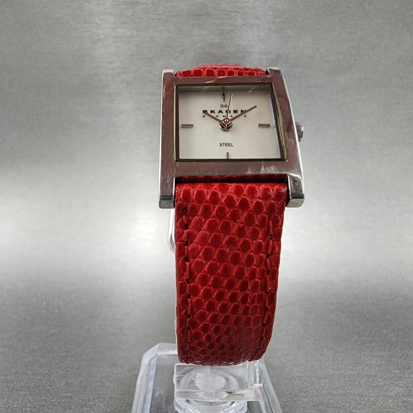 Skagen Tank Watch Women 21mm Mop Dial Silver Tone Rectangle 528SSLP4 New Batt