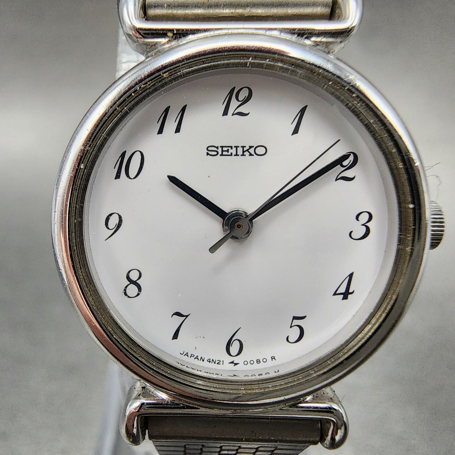 Seiko Watch Women 22mm White Dial Silver Tone Round 4N21-0052 New Battery