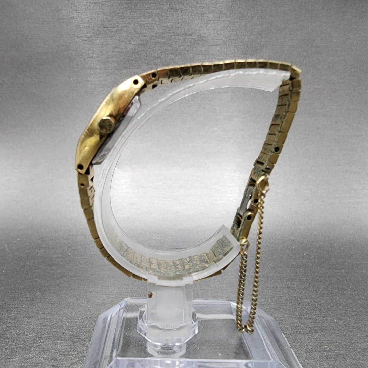 Seiko Watch Women 16mm Gold Dial Gold Tone Rectangle 16-5009 New Battery