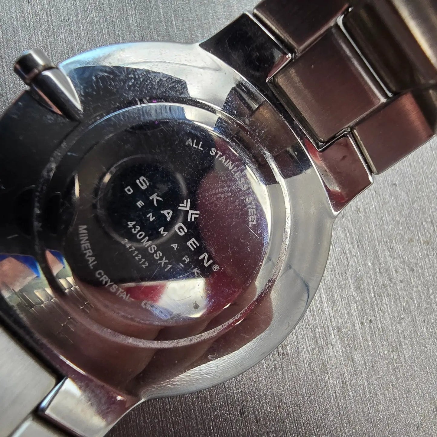 Skagen Watch Men 34mm Silver Dial Silver Tone Round 430MSSX1 New Battery10