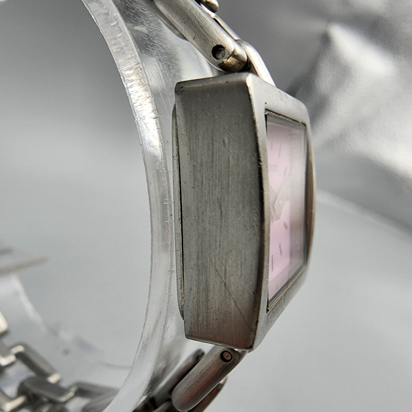 Nixon The Charm Watch Women 19mm Pink Dial Silver Tone Square New Battery