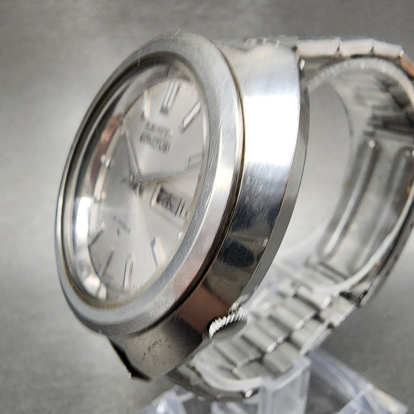 Seiko 5 Actus Watch Men 41mm Silver Dial Silver Tone Daydate 7019-7020 Runs