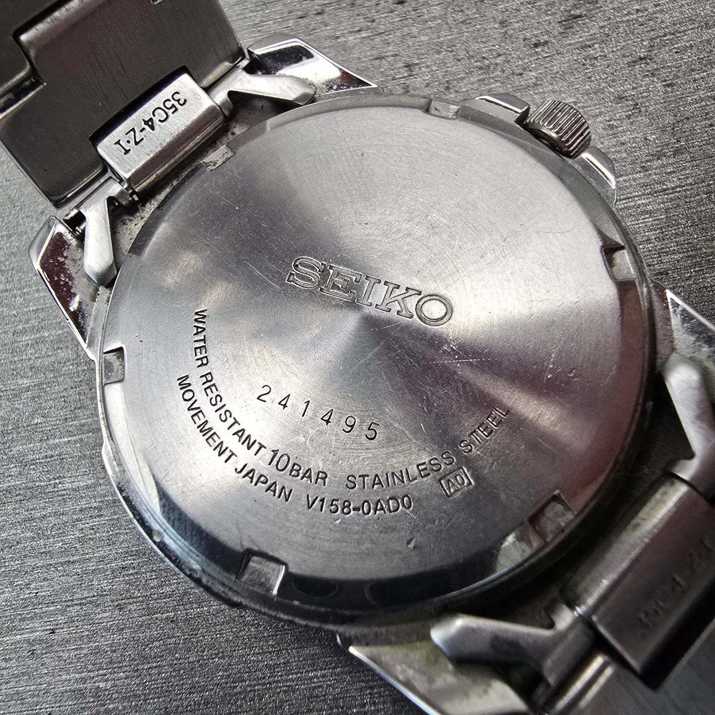 Seiko Solar Watch Men 39mm Black Dial Silver Tone Daydate Round V158-0AD0 Works10