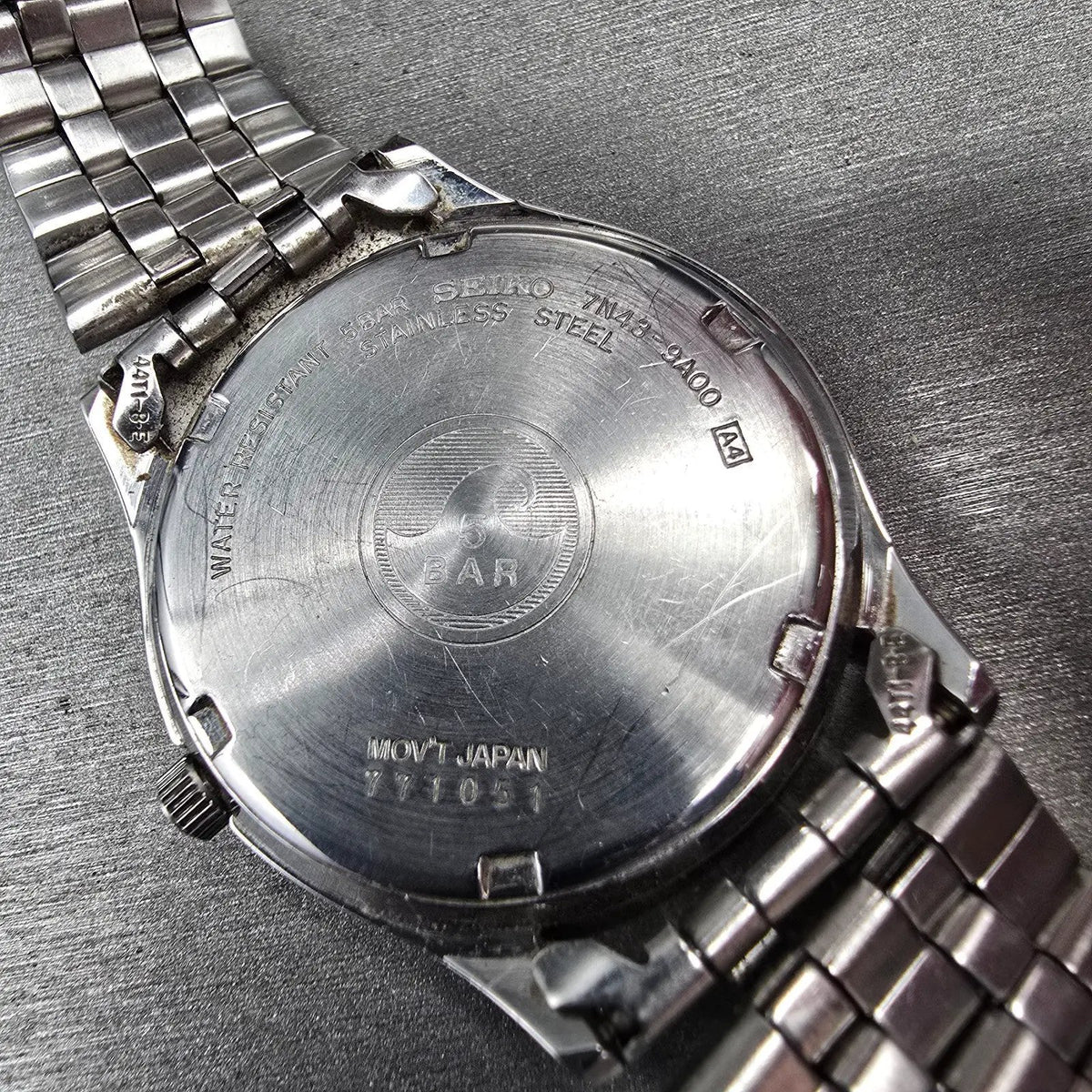 Seiko Railroad Approved Watch Men 37mm White Dial Silver Daydate 7N43-9A00 Runs11